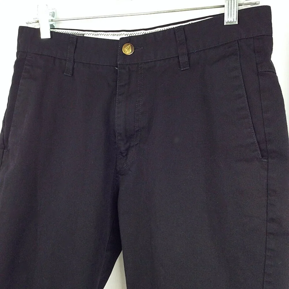 Volcom Chino Shorts Men's‎ Size 31 Black Flat Front Cotton Blend